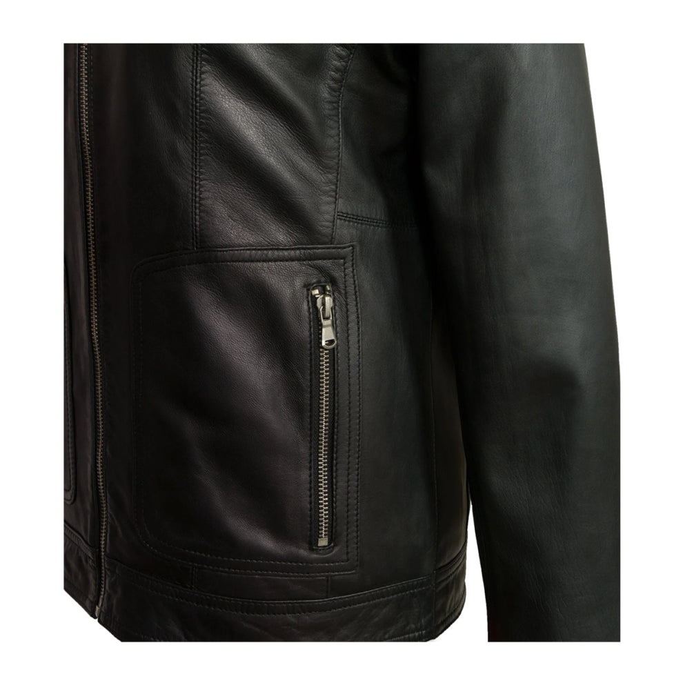 Black Hooded Genuine Leather Jacket