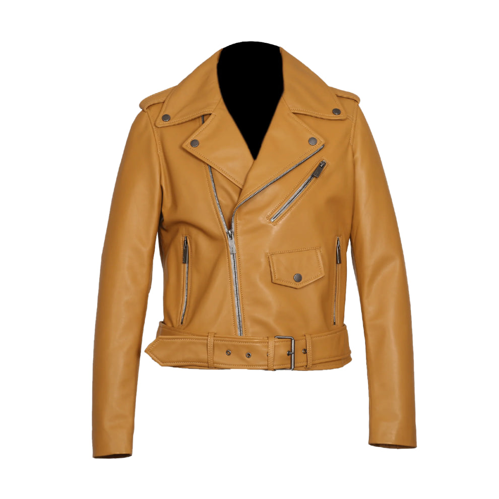 Peach Biker Leather Jacket