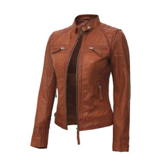 Quilted Brown Leather Jacket