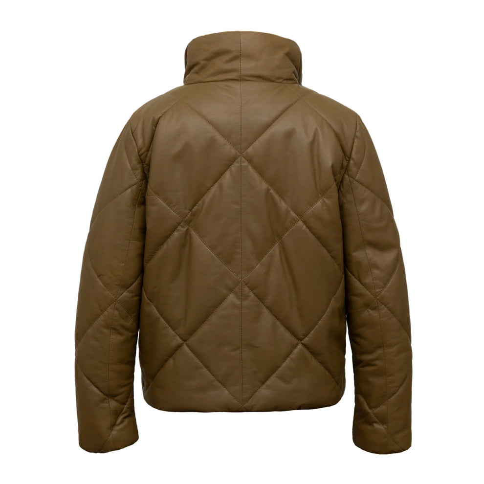 Coffee Quilted Leather Jacket