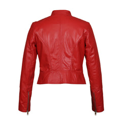 Lapel Style Red Biker Genuine Leather Jacket