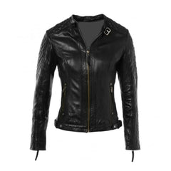 Black Quilted Genuine Leather Jacket