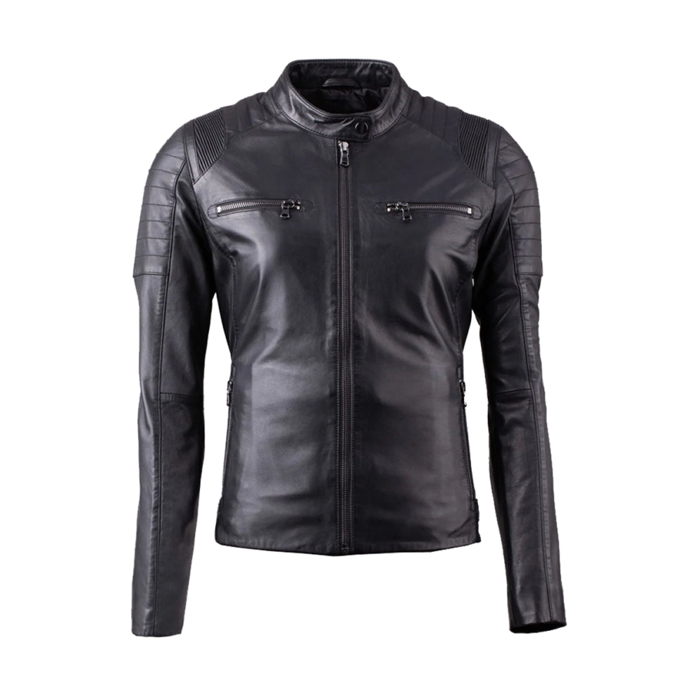 Black Slim Fit Biker Leather Jacket