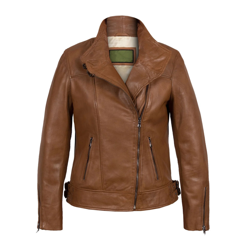 Cowl Neck Biker Leather Jacket