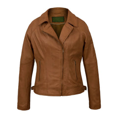 Tan Brown Notch Biker Leather Jacket