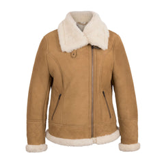 Tan Brown Shearling Leather Jacket