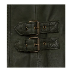 Green Notch Style Biker Leather Jacket