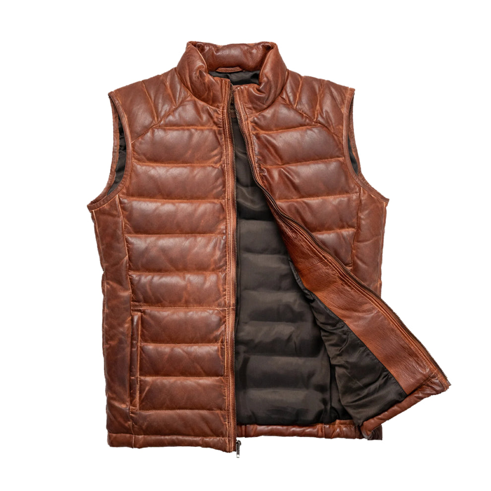 Brown Down Leather Vest