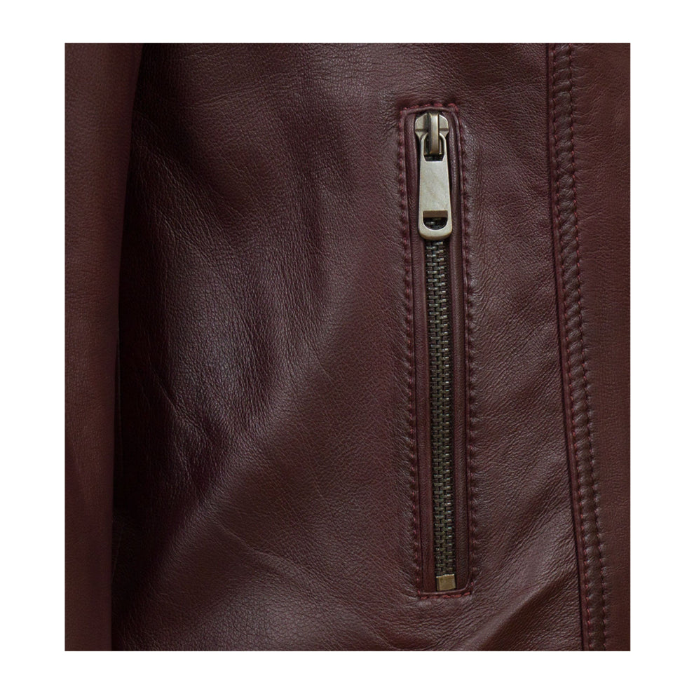 Burgundy Biker Leather Jacket