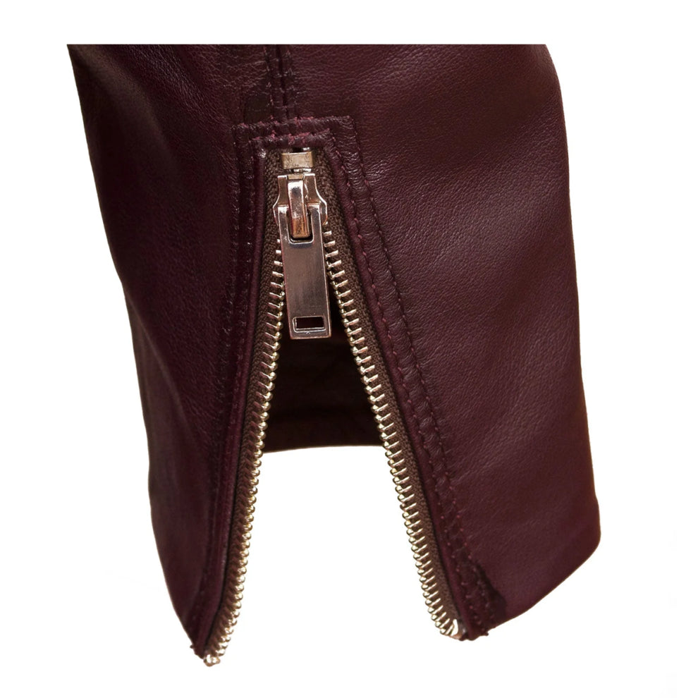 Burgundy Biker Leather Jacket