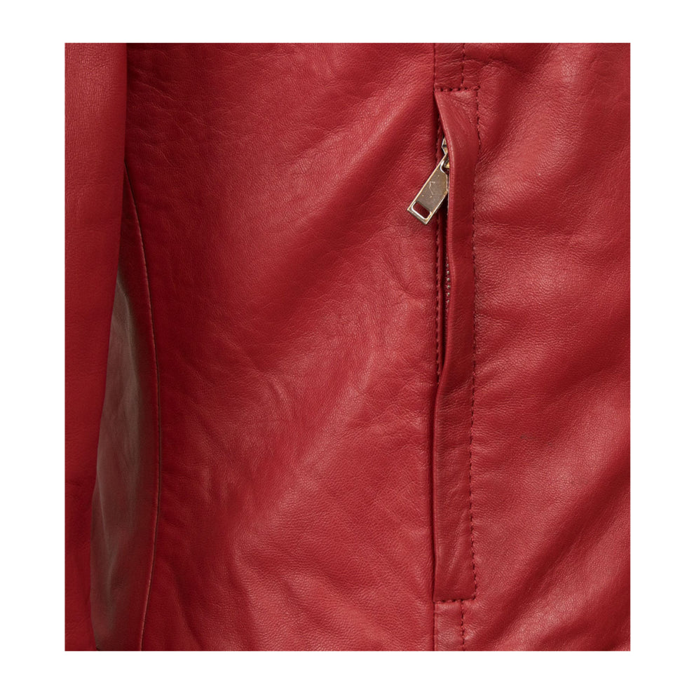 Red Biker Leather Jacket