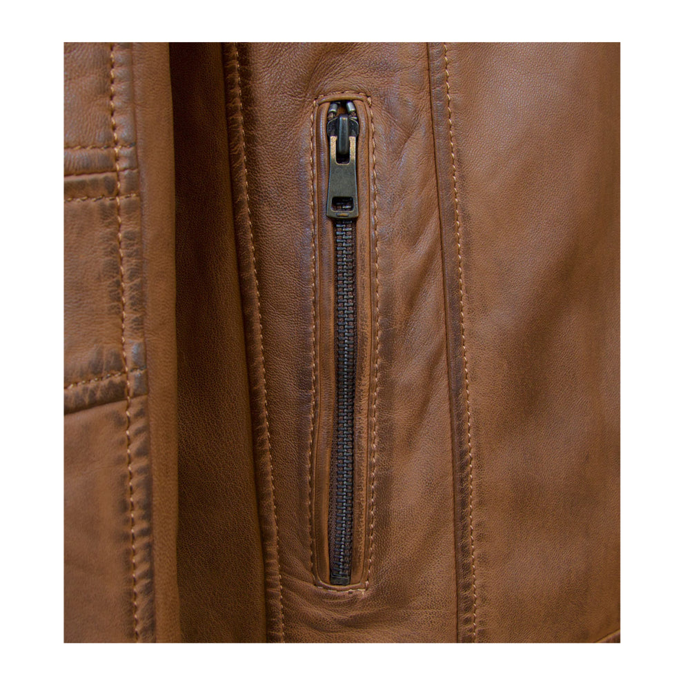 Tan Brown Hooded Leather Jacket