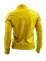 Yellow Biker Style Real Leather Jacket