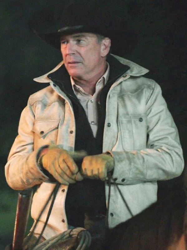 John Dutton Yellowstone Cream Leather Jacket