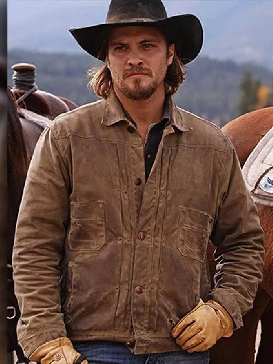 Yellowstone Luke Grimes Brown Leather Jacket