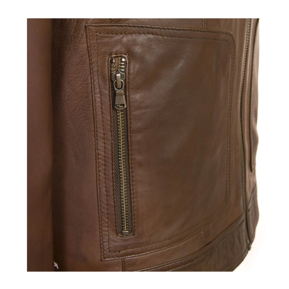 Brown Hooded Leather Jacket