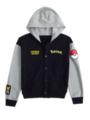 Pokémon Trainer Hooded Varsity Bomber Jacket with Pikachu Graphic