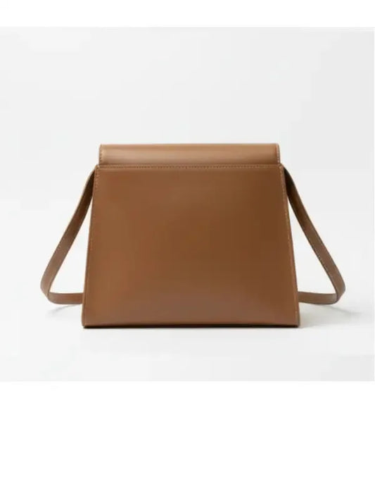 Women's Tan Leather Structured Shoulder Bag – Minimalist Crossbody Purse