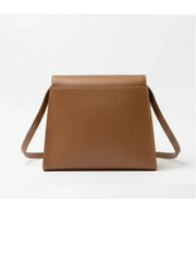 Women's Tan Leather Structured Shoulder Bag – Minimalist Crossbody Purse