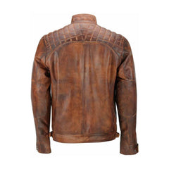 Cafe Racer Brown Retro Biker Genuine Leather Jacket