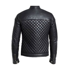 Vintage Black Biker Quilted Leather Jacket