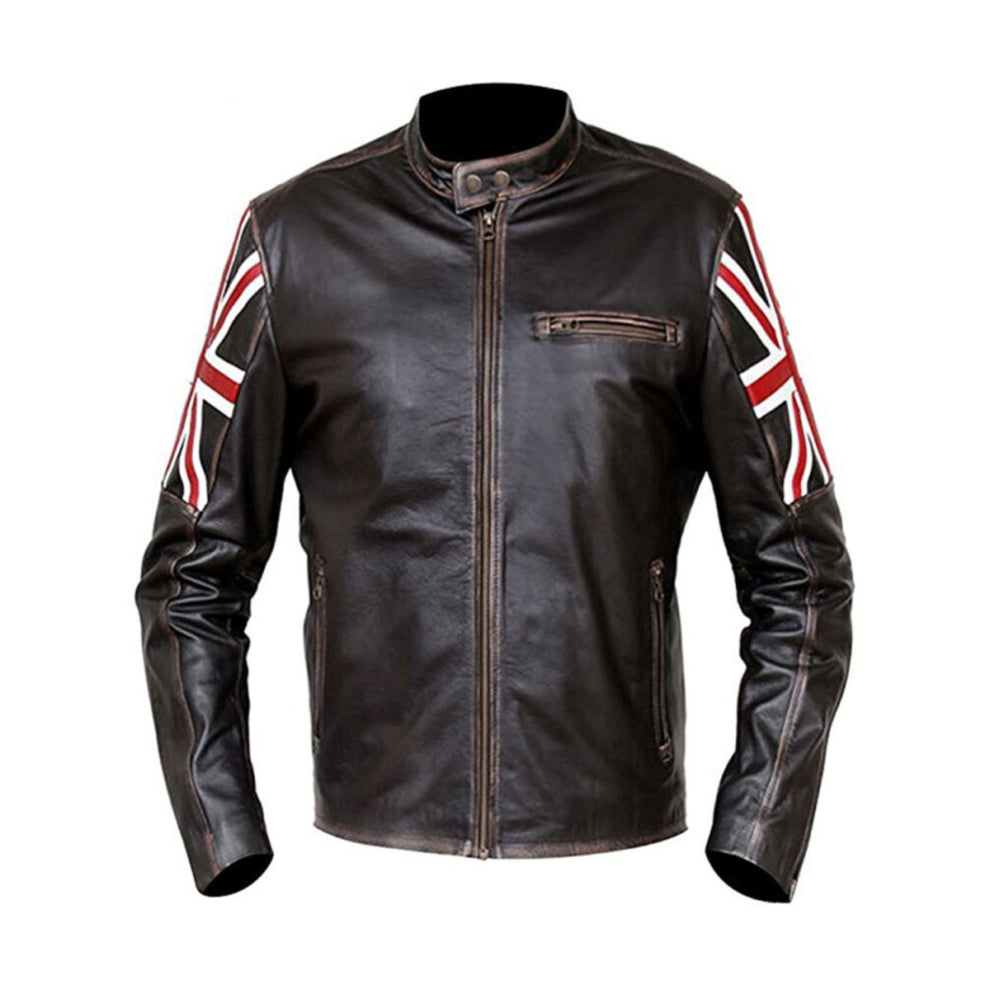 Biker Vintage Distressed Brown Leather Jacket