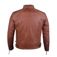 Vintage Brown Cafe Racer Biker Leather Jacket