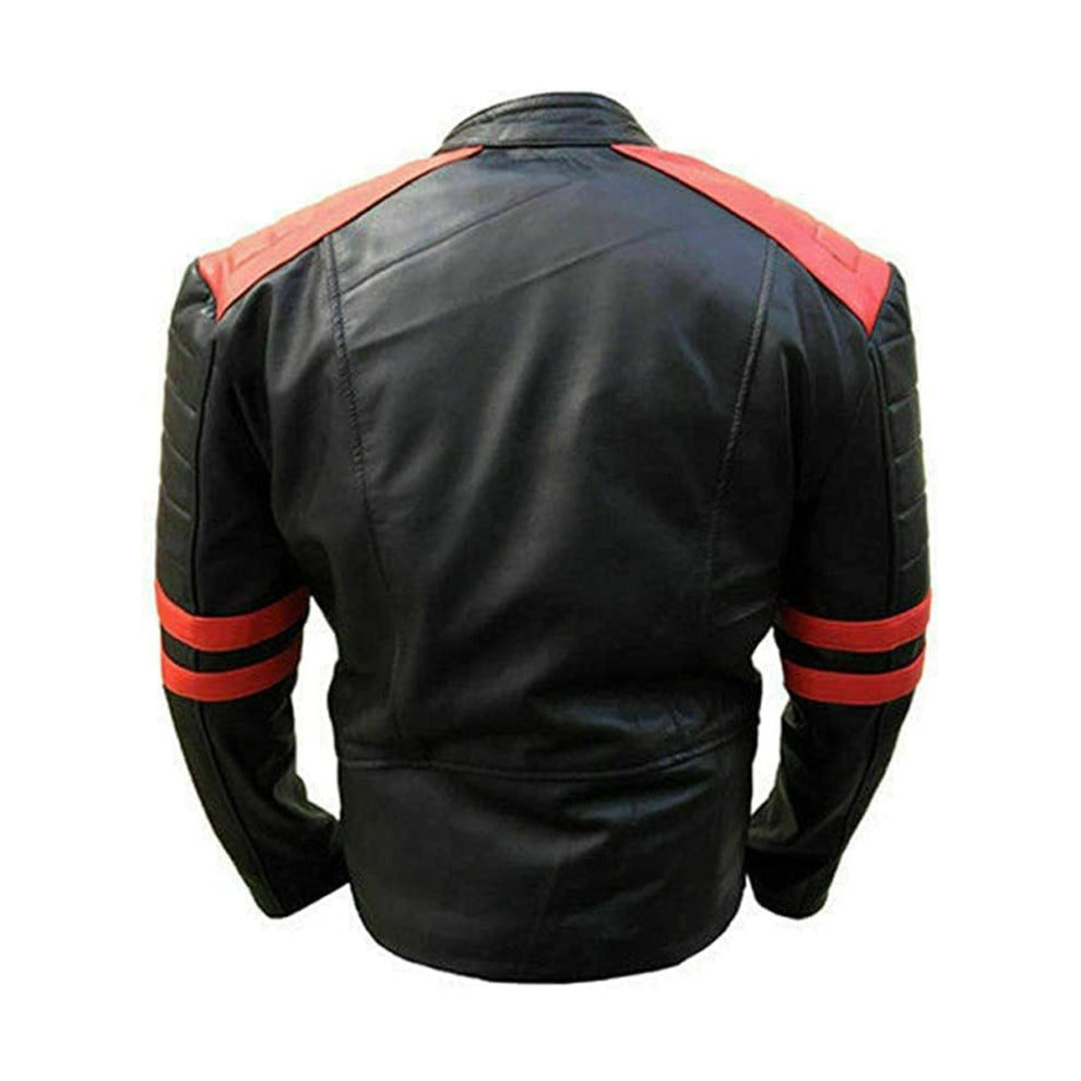 Black and Red Motorcycle Genuine Leather Jacket