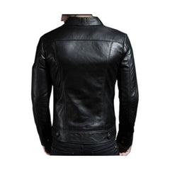 Black Shirt Style Biker Genuine Leather Jacket