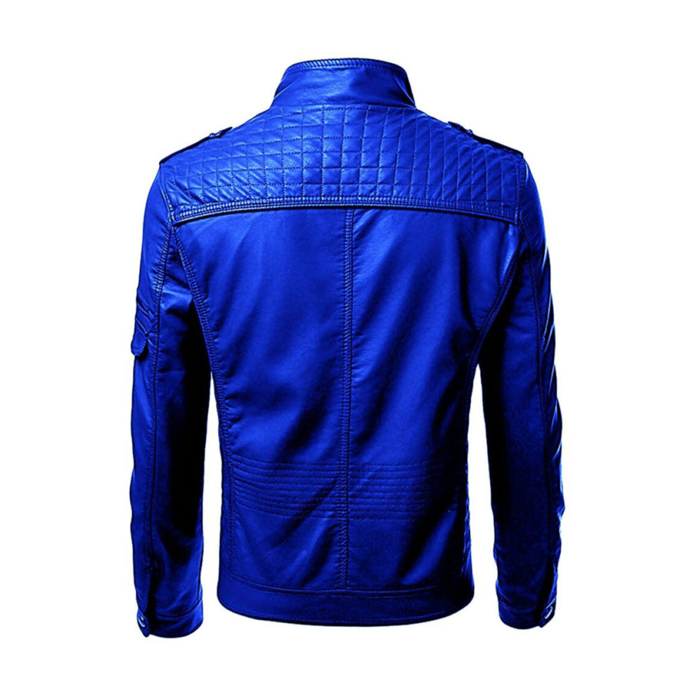 Blue Stylish Leather Jacket