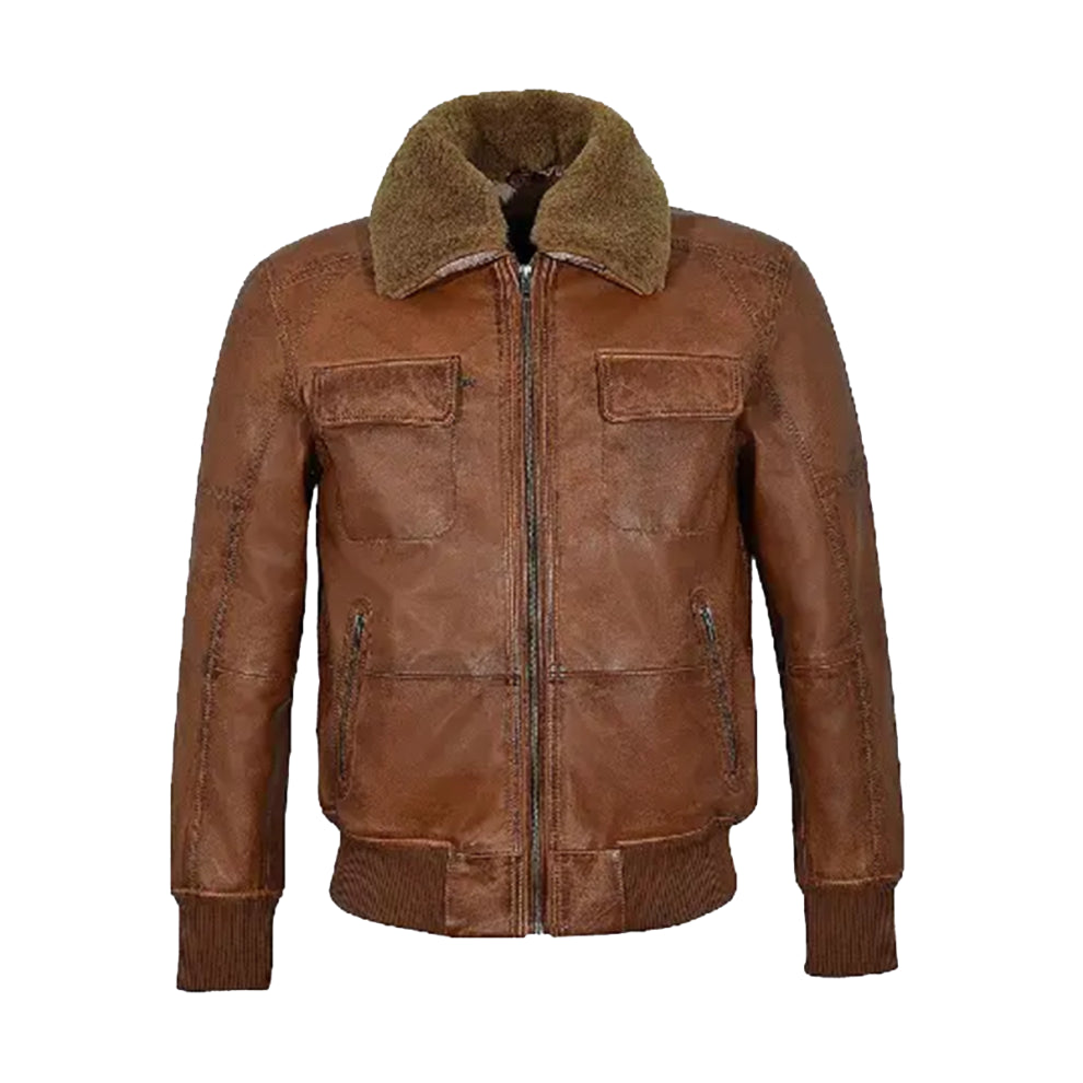 Brown Bomber Leather Jacket