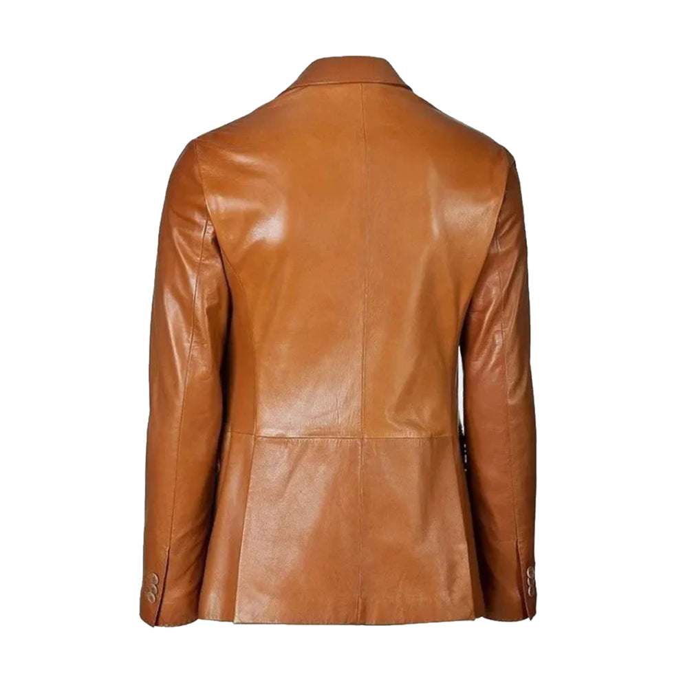 Tan Brown Lambskin Leather Blazer