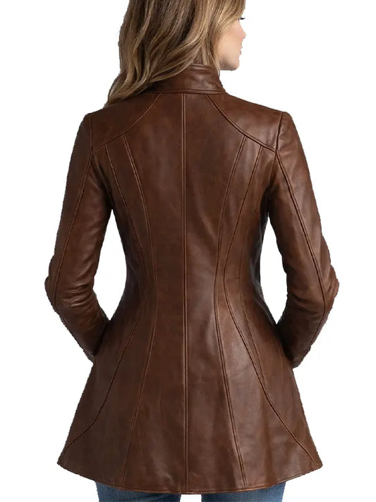 brown leather jacket women