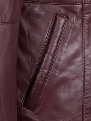 burgundy shearling jacket for women