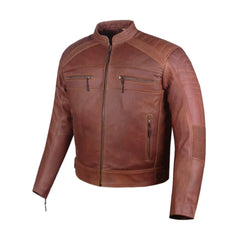 Vintage Brown Cafe Racer Biker Leather Jacket