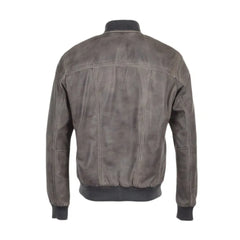 Distressed Brown Bomber Leather Jacket