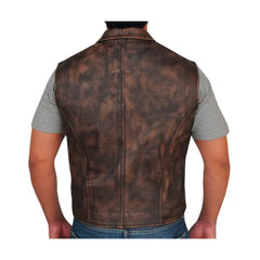 Vintage Biker Style Leather Vest