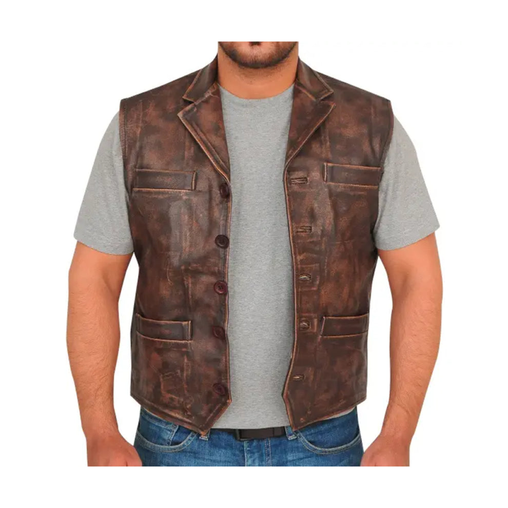 Vintage Biker Style Leather Vest