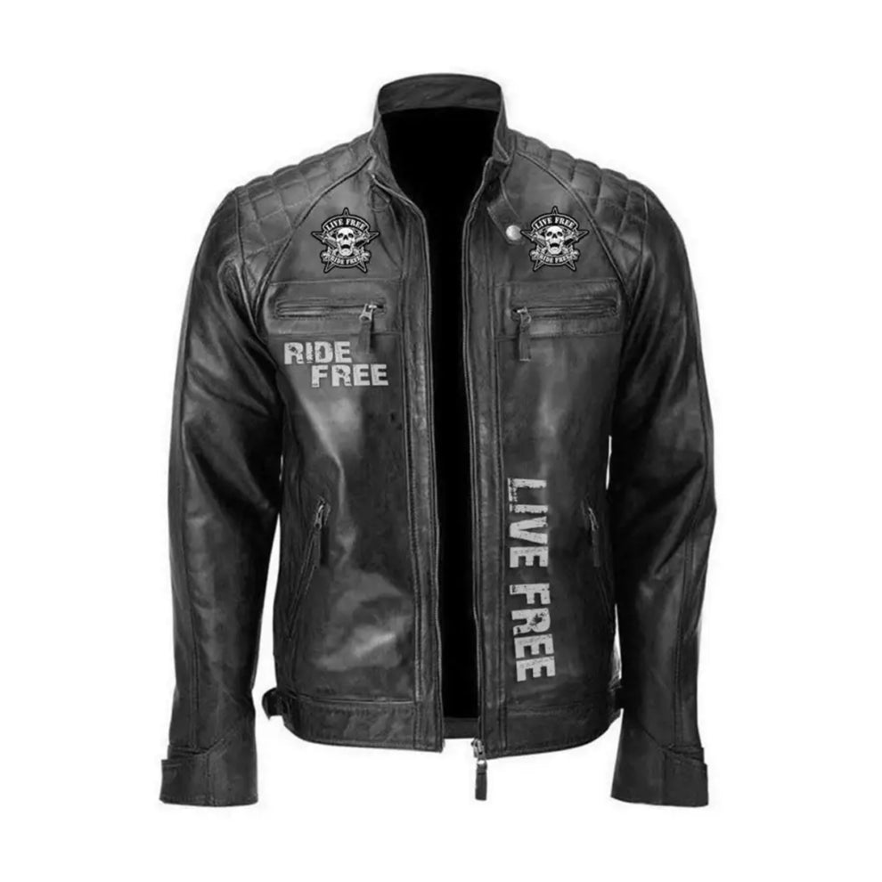 Live Free Ride Free Biker Genuine Leather Jacket