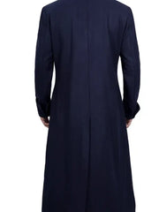 Men’s Navy Double-Breasted Long Wool Coat