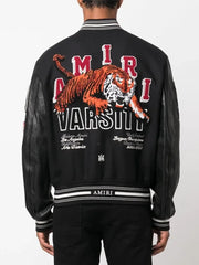 AMIRI Tiger Embroidered Black Varsity Jacket for Men