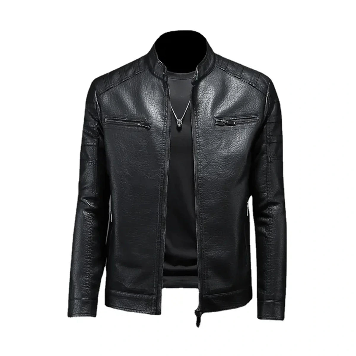 Slim Fit Black Biker Leather Jacket