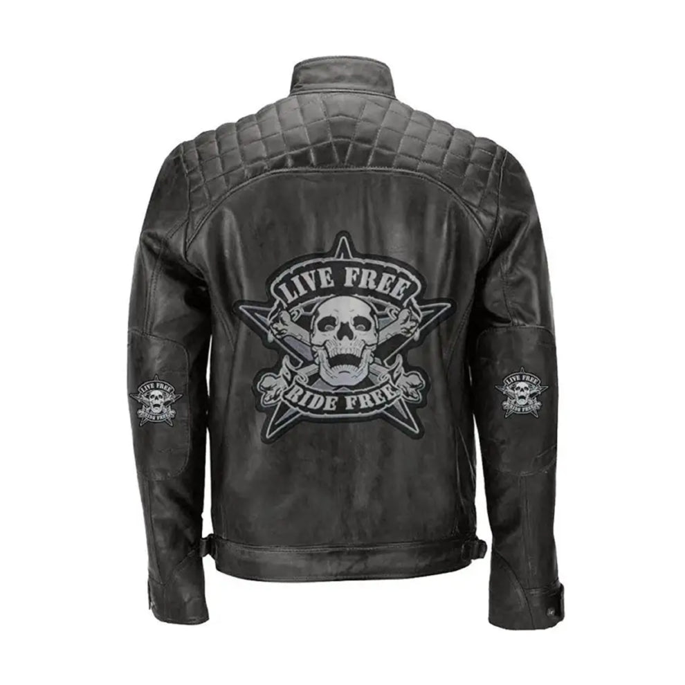 Live Free Ride Free Biker Genuine Leather Jacket