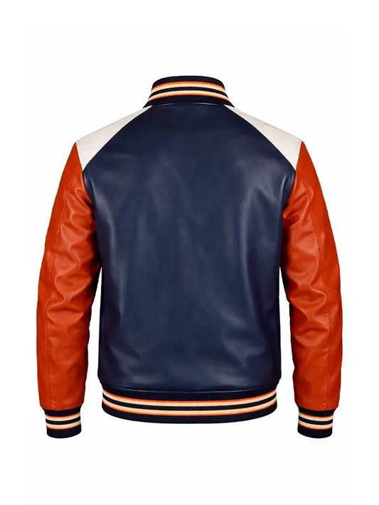Men’s Color-Block Leather Varsity Jacket