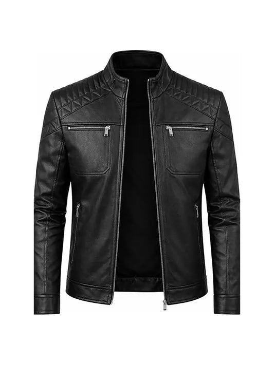men motorcycle cafe racer leather jacket