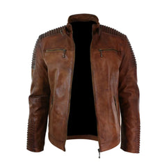 Cafe Racer Brown Retro Style Biker Leather Jacket