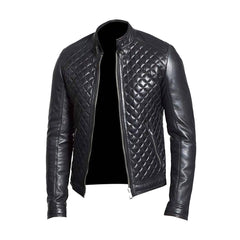 Vintage Black Biker Quilted Leather Jacket