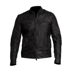 Black Halloween Vintage Biker Cafe Racer Leather Jacket