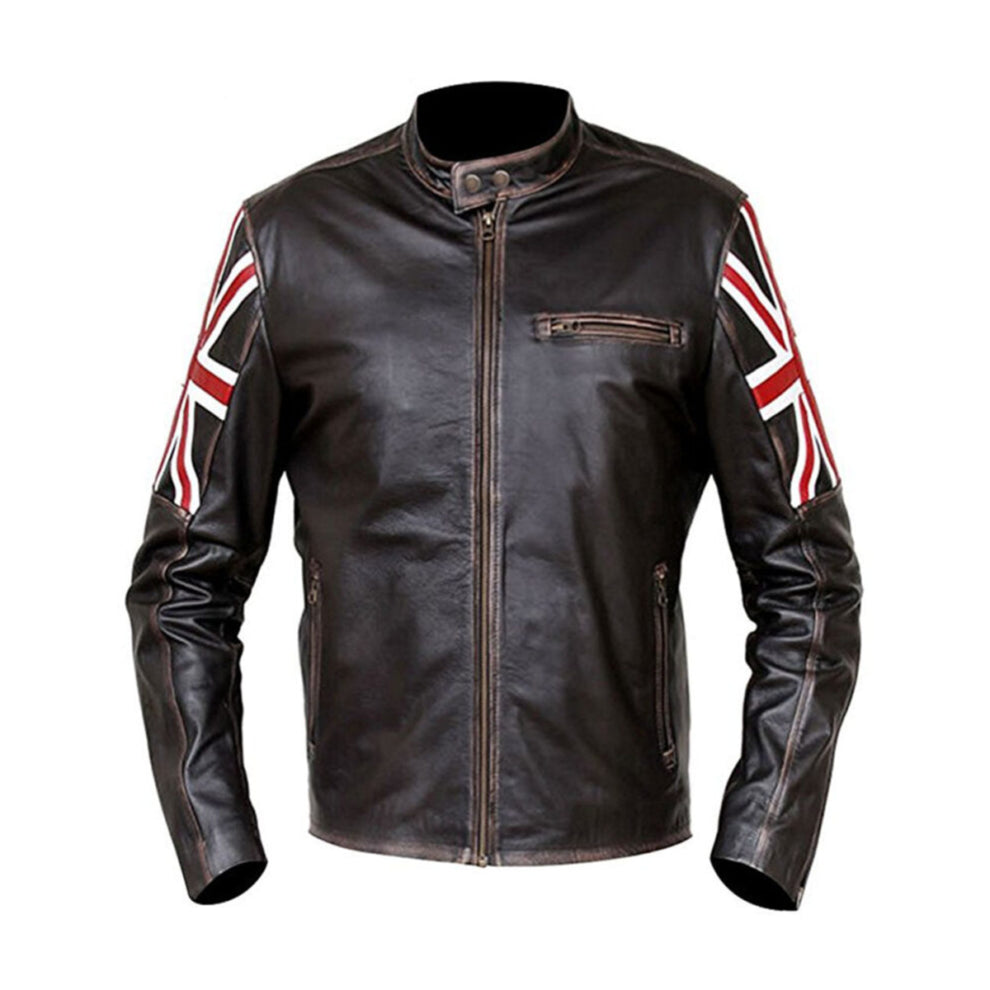 Biker Vintage Distressed Brown Leather Jacket