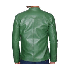 Green Motorcycle Jacket With Black stripe